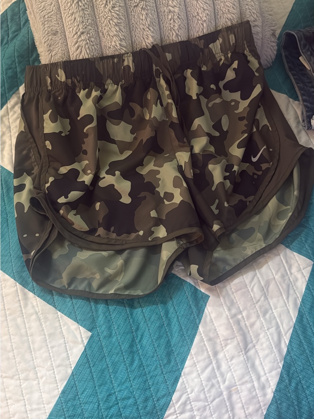 Nike Women’s Camo Athletic Shorts - Olive & Dark Green